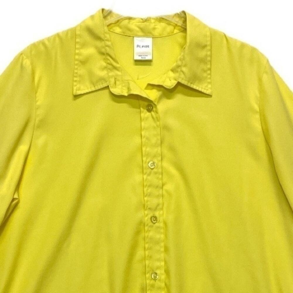 Blair Yellow Button Down Shirt Size XL rayon bright summer top oversized - Picture 3 of 8
